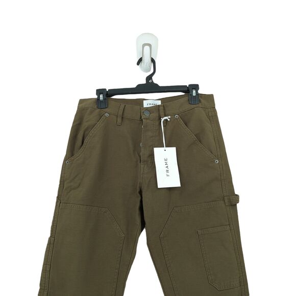 FRAME Women 26 Le Slouch Utility Straight Leg Jeans Surplus Green Low Rise NEW - Picture 3 of 8